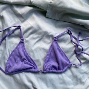 La hearts by pacsun light purple triangle bikini, top tie up back.